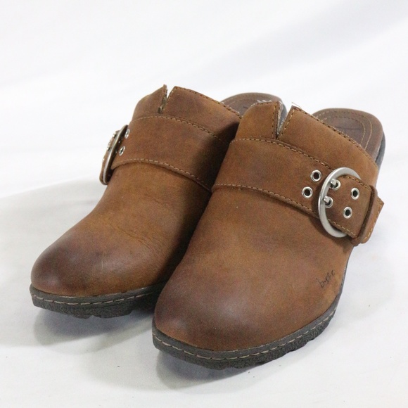 BORN SHOES Brown Leather Buckle Strap Mules Sz 7 US Women - Picture 4 of 8